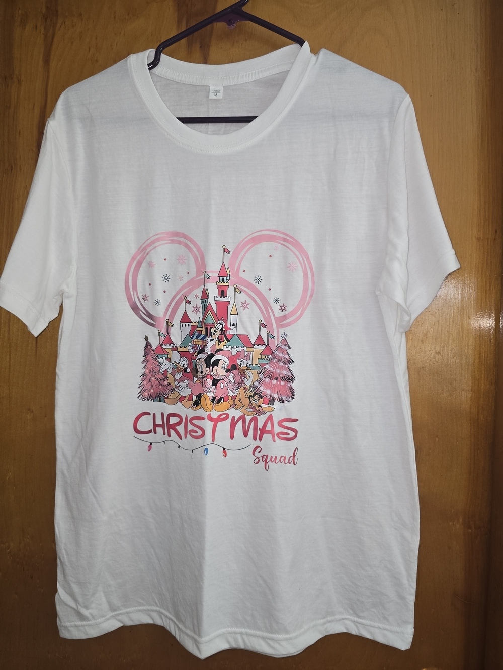 NEW DISNEY Christmas Squad Pink Graphic T-Shirt